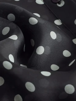 Next Sheer Long Sleeve Shirt Black/Sage Polka Dot Sale