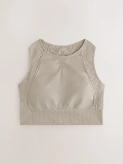 Next Black/Stone Seamless High Neck Medium Impact Sports Bras 2 Pack