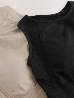 Next Black/Stone Seamless High Neck Medium Impact Sports Bras 2 Pack