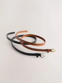 Next PU Skinny Belts 2 Pack Black/Tan Hot
