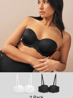 Next A-E Light Pad Strapless Multiway Bras 2 Pack Black/White