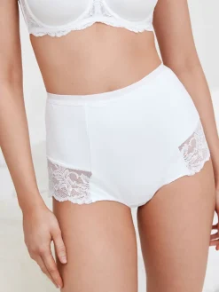 Next Black/White Cotton Tummy Control Shaping Lace Back Knickers 2 Pack Clearance