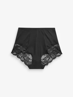 Next Black/White Cotton Tummy Control Shaping Lace Back Knickers 2 Pack Clearance