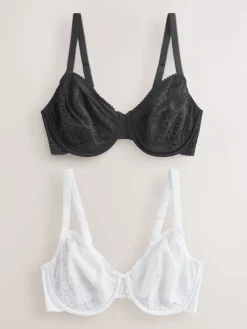 Next DD+ Lace Non Pad Full Cup Minimiser Bras 2 Pack Black/White Discount