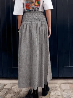 Next Drop Waist Gingham Maxi Skirt Black/White Hot