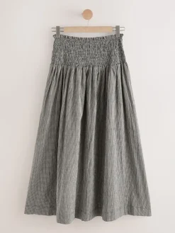 Next Drop Waist Gingham Maxi Skirt Black/White Hot