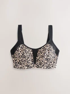 Next F-K Ultimate Support Cushioned Comfort Wired High Impact Sports Bra Black/White Clearance