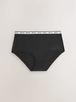 Next Black/White Floral Print Midi Cotton Logo Knickers 4 Pack Hot