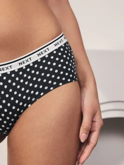 Next Short Cotton Logo Knickers 4 Pack Black/White Floral Print Online