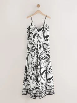 Next Fruit Print Volume Maxi Dress Black/White