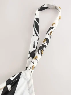 Next Fruit Print Volume Maxi Dress Black/White