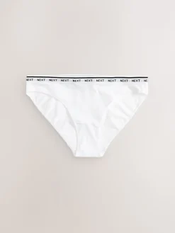 Next High Leg Cotton Logo Knickers 7 Pack Black/White New