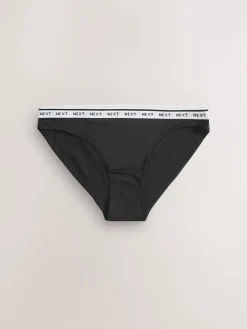 Next High Leg Cotton Logo Knickers 7 Pack Black/White New
