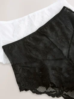 Next Black/White High Waist Lace Knickers 2 Pack Discount