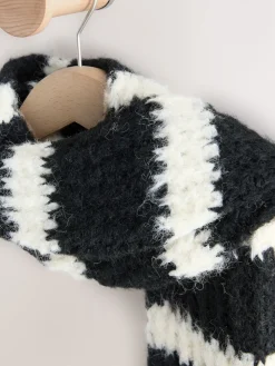 Next Knitted Wool Blend Striped Scarf Black/White Discount