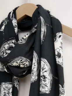 Next Black/White Lightweight Scarf Mono Locket Print Scarf Online