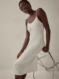 Next Black/White Long Naturally Cooling Cotton Slips 2 Pack Sale