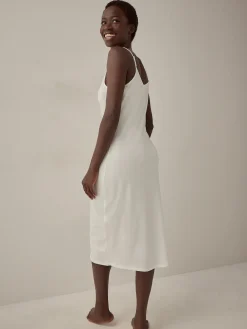 Next Black/White Long Naturally Cooling Cotton Slips 2 Pack Sale