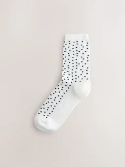 Next Ankle Socks 7 Pack Black/White Mix Print Outlet