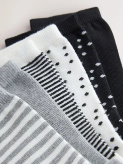 Next Ankle Socks 7 Pack Black/White Mix Print Outlet