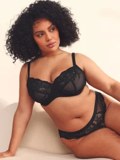 Next Non Pad Balcony DD+ Lace Bras 2 Pack Black/White Sale