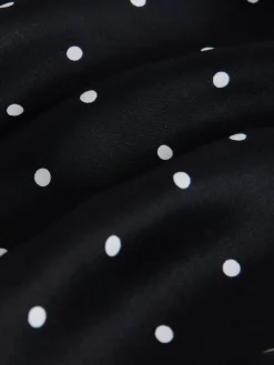 Next Satin Tie Waist Wide Leg Trousers Black/White Polka Dot Best