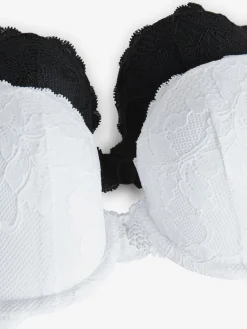 Next Push Up Plunge Lace Bras 2 Pack Black/White