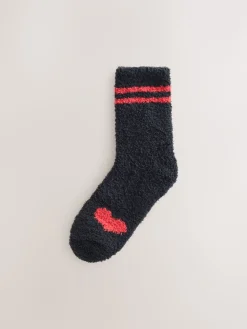 Next Cosy Ankle Socks 4 Pack Black/White Red Hearts