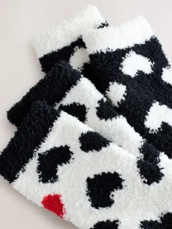 Next Cosy Ankle Socks 2 Pack Black/White Red Hearts Discount