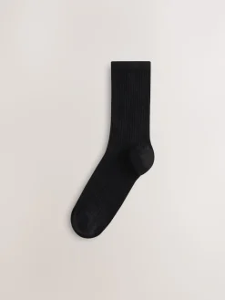Next Ribbed Ankle Socks 4 Pack Black/White Clearance