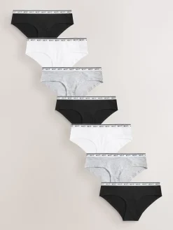 Next Short Cotton Logo Knickers 7 Pack Black/White Outlet
