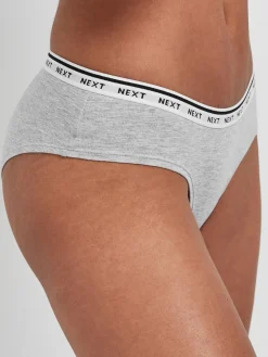 Next Short Cotton Logo Knickers 7 Pack Black/White Outlet