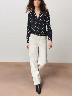 Next Long Sleeve V-Neck Blouse Black/White Spot Online