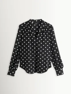 Next Long Sleeve V-Neck Blouse Black/White Spot Online