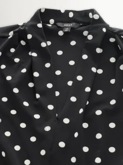 Next Long Sleeve V-Neck Blouse Black/White Spot Online