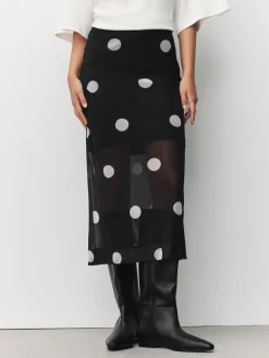 Next Mesh Midi Pencil Skirt Black/White Spot Sale