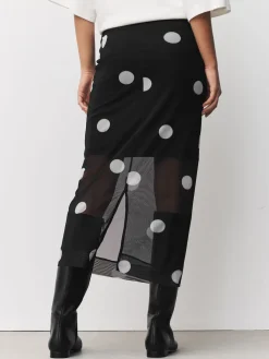 Next Mesh Midi Pencil Skirt Black/White Spot Sale