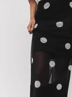 Next Mesh Midi Pencil Skirt Black/White Spot Sale