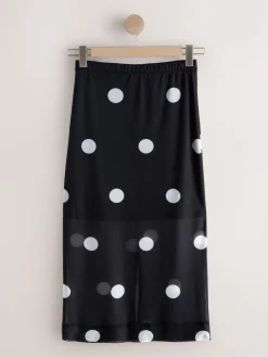 Next Mesh Midi Pencil Skirt Black/White Spot Sale