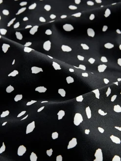 Next Black/White Spot Ruched Side Tummy Shaping Control Swimsuit