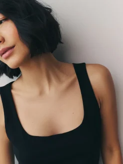 Next Black/White Square Neck Vest 2 Pack Outlet