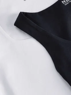 Next Black/White Square Neck Vest 2 Pack Outlet