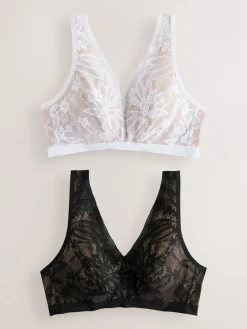 Next Black/White Total Support Non Pad Wire Ultimate Comfort Bras 2 Pack New