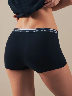 Next Boyshort Cotton Logo Knickers 4 Pack Black/White/Nude Hot