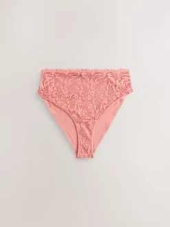 Next High Waist High Leg Lace Front NVPL Knickers 3 Pack Black/White/Nude