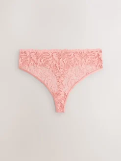 Next High Waisted Thong Lace Front NVPL Knickers 3 Pack Black/White/Nude Hot