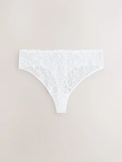 Next High Waisted Thong Lace Front NVPL Knickers 3 Pack Black/White/Nude Hot