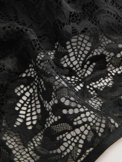 Next High Waisted Thong Lace Front NVPL Knickers 3 Pack Black/White/Nude Hot