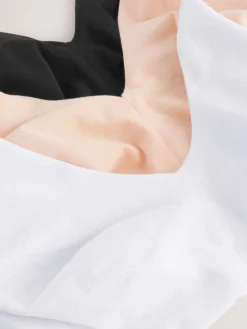 Next Black/White/Pastel Rose Nude Non Pad Non Wire DD+ Cotton Blend Ultimate Comfort Bras 3 Pack New