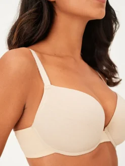 Next Black/White/Pastel Rose Nude Pad Plunge DD+ Cotton Blend Ultimate Comfort Bras 3 Pack Outlet